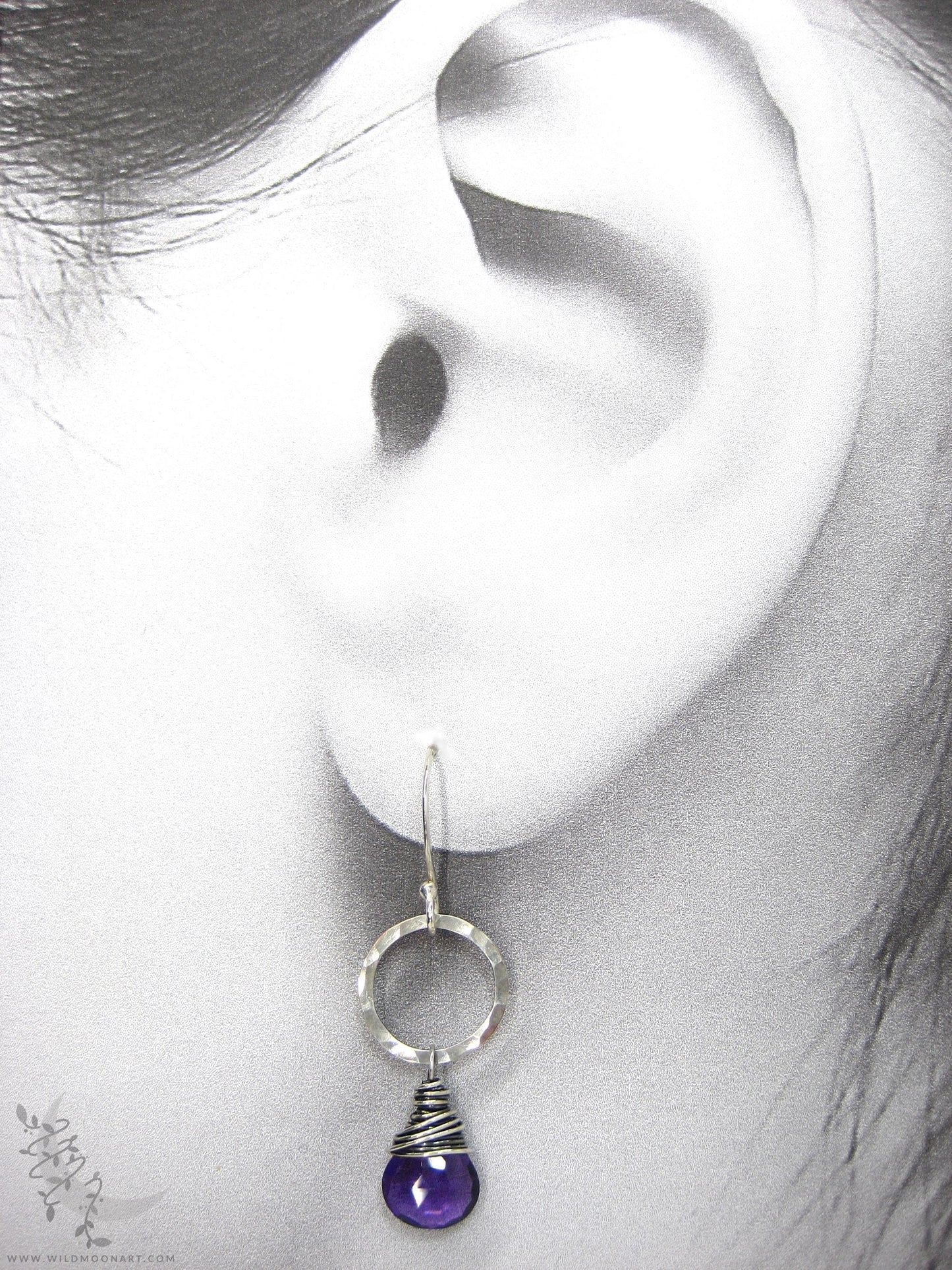 Amethyst Earrings · Hammered Sterling Silver Dangle Earrings