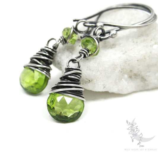 Peridot & Sterling Silver Dangle Earrings