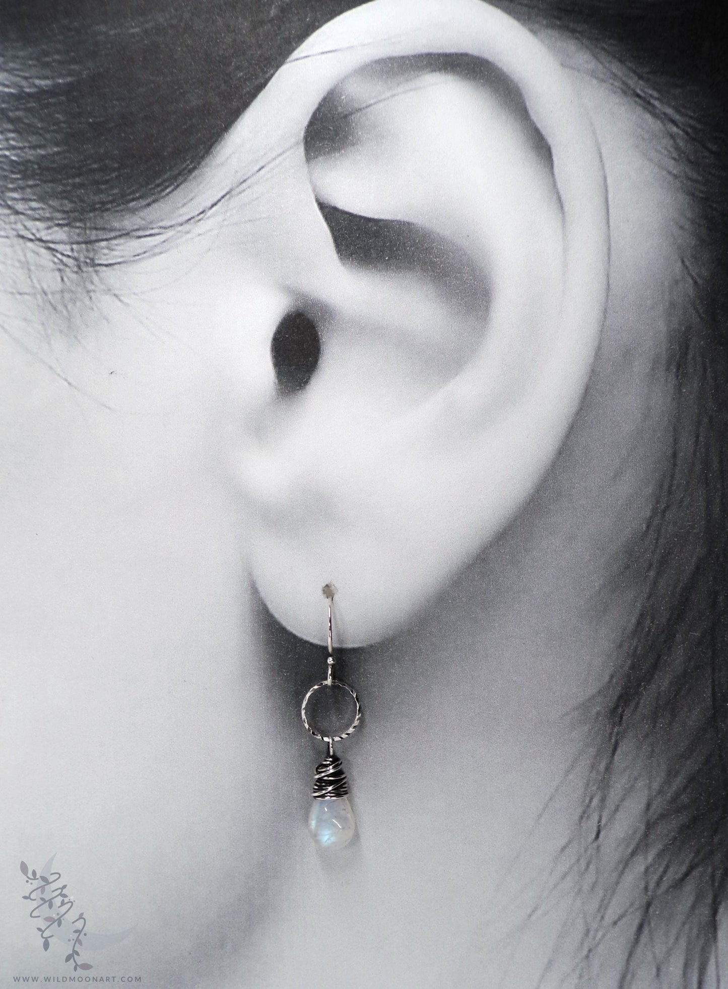 Dainty Moonstone Earrings · Sterling Silver Dangle Earrings