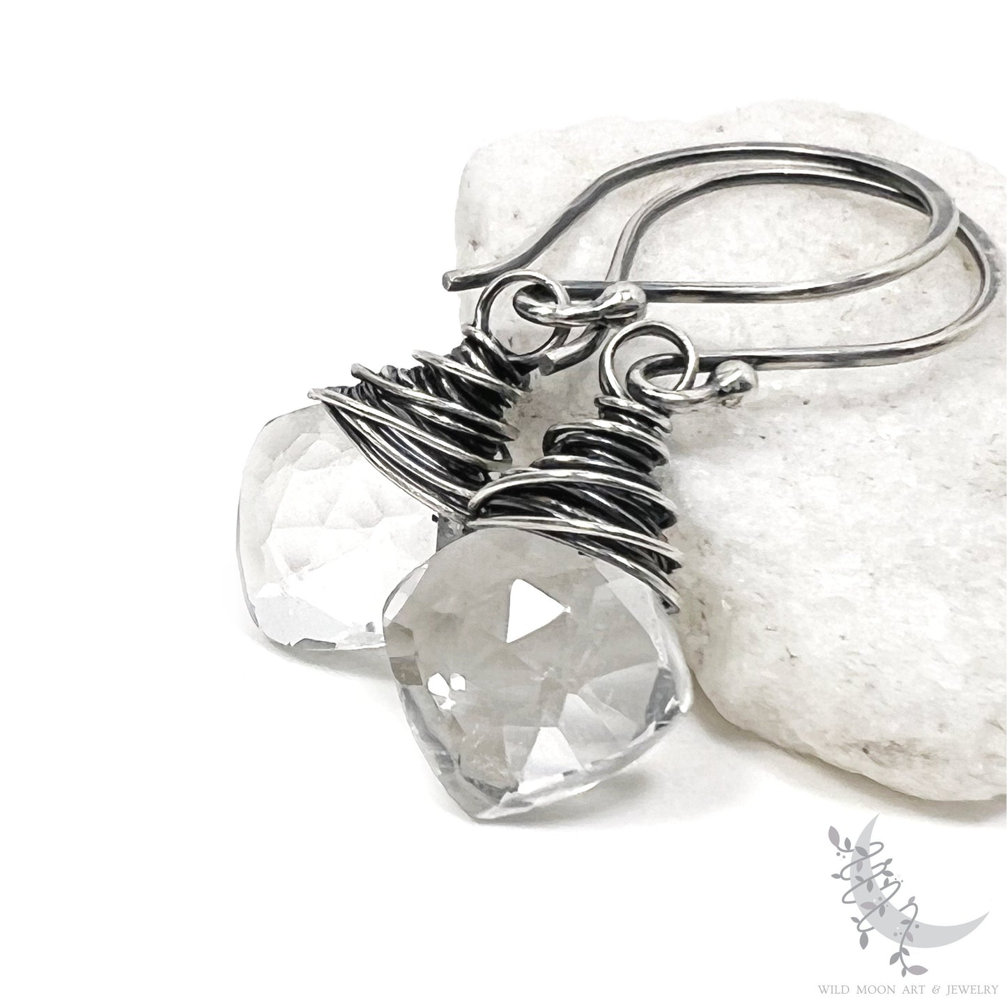Rock Crystal Quartz Earrings · Sterling Silver Dangle Earrings