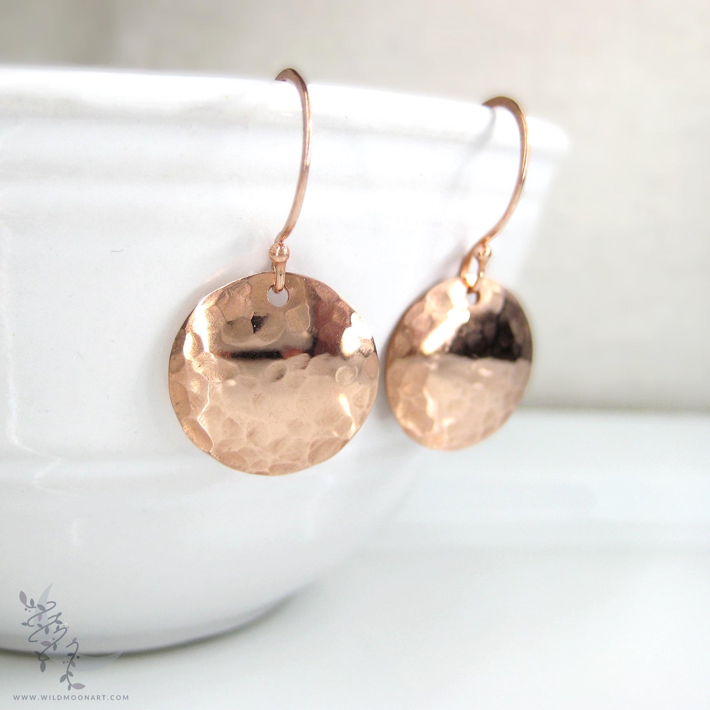Copper Earrings · Small Hand Hammered Raw Copper Coin Dangle Earrings (s)