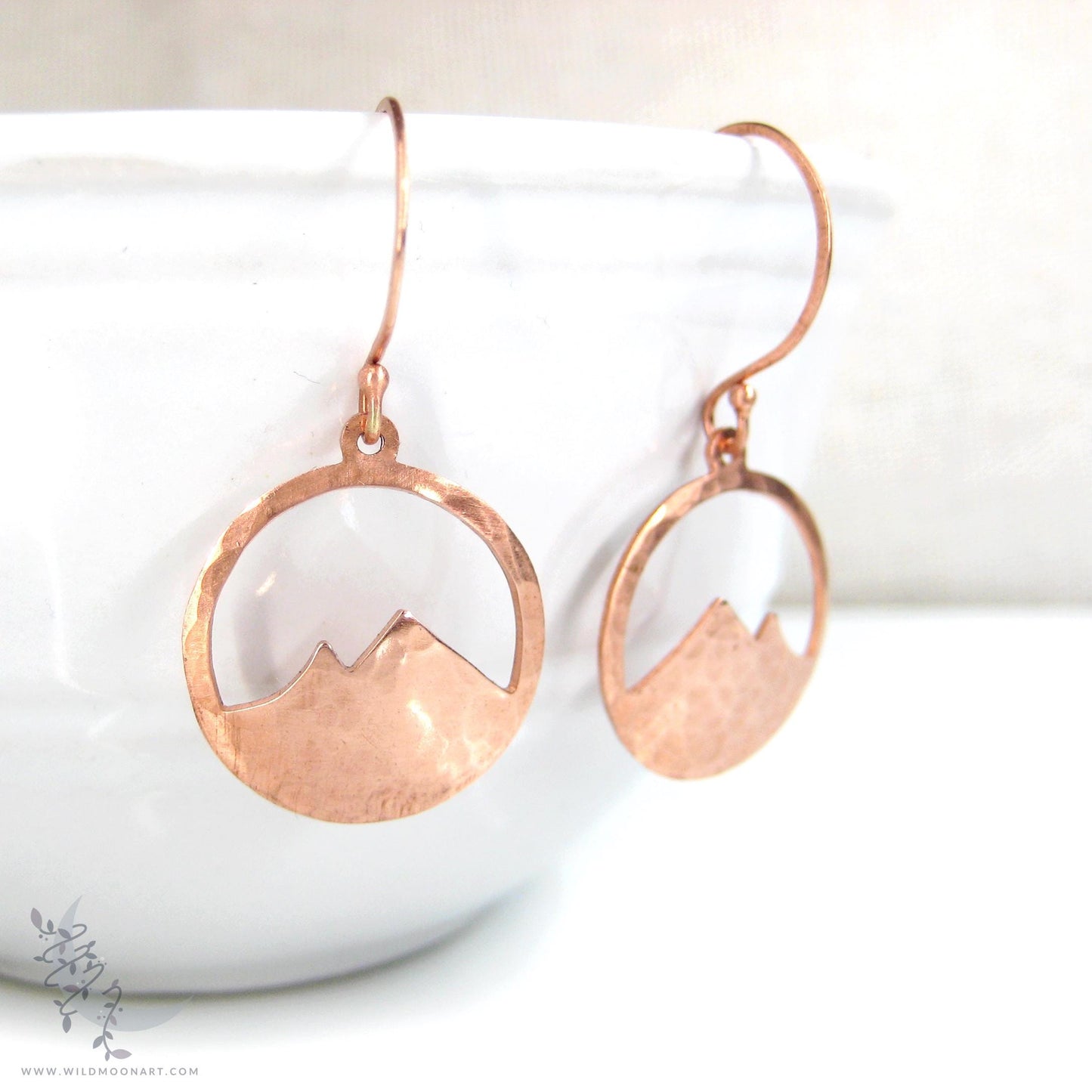 Mountain Earrings · Hammered Copper Minimalist Colorado Dangle Earrings