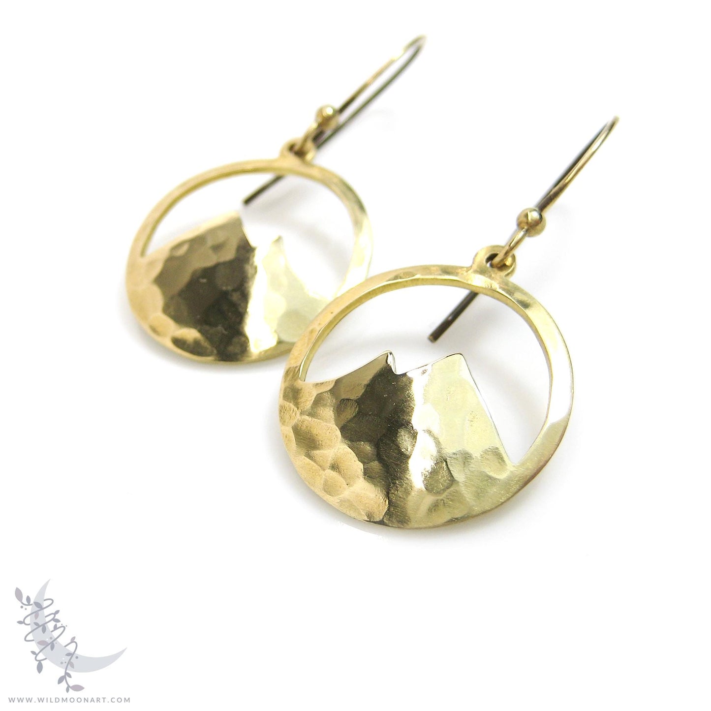 Mountain Earrings · Hammered Brass Minimalist Colorado Dangle Earrings