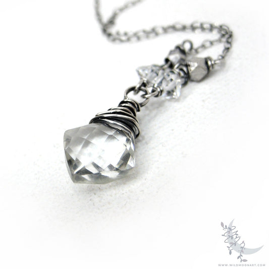 Quartz Herkimer Diamond Necklace · Sterling Silver Necklace Pendant