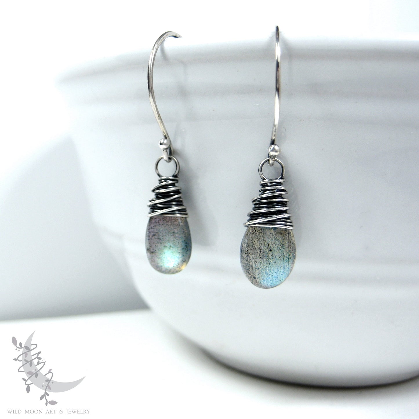 Labradorite Earrings · Sterling Silver Dangle Earrings, Smooth