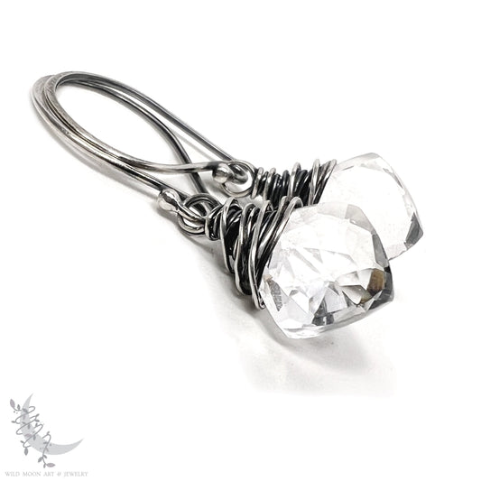 Rock Crystal Quartz Earrings · Sterling Silver Dangle Earrings