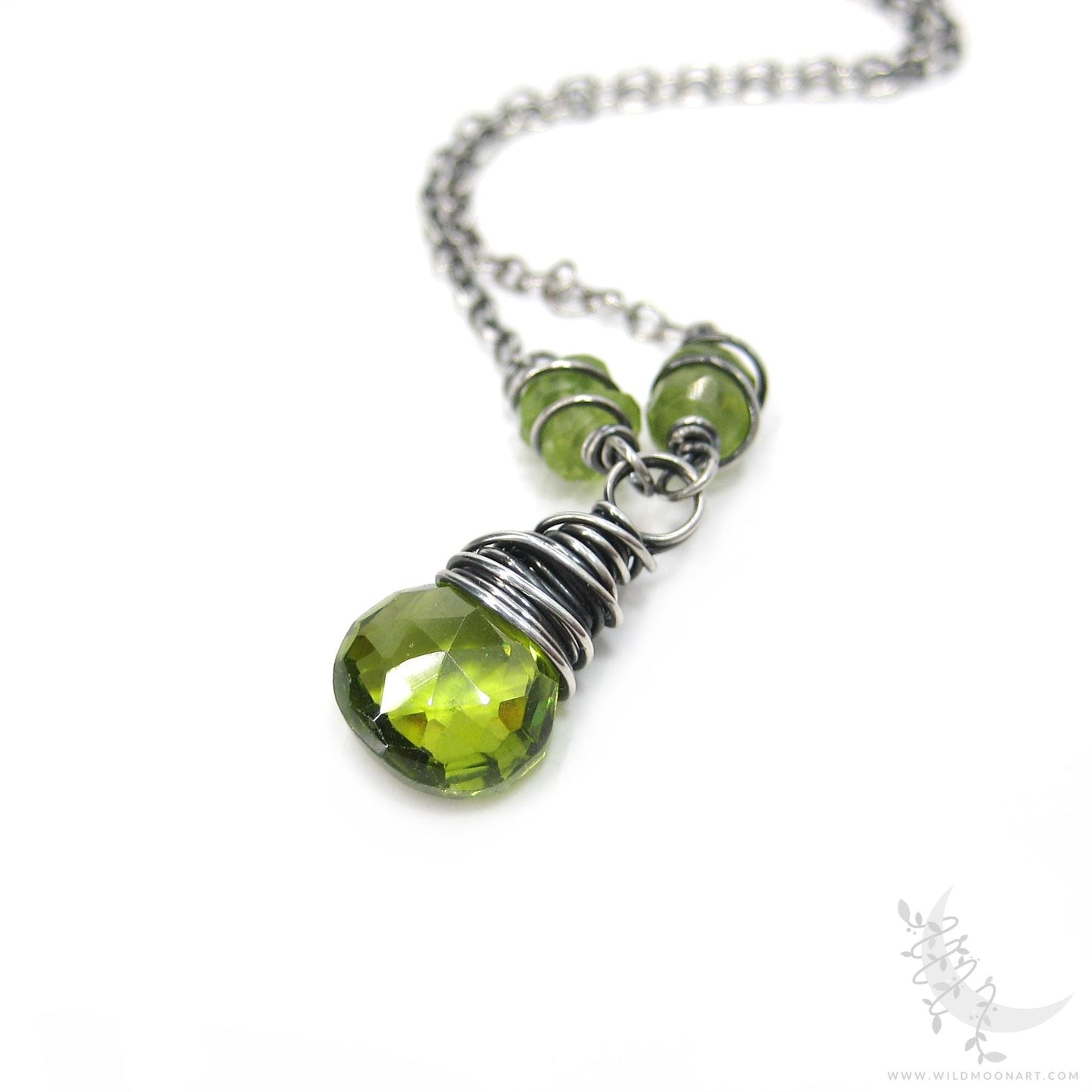 Peridot & Sterling Silver Necklace · Dainty Peridot Pendant