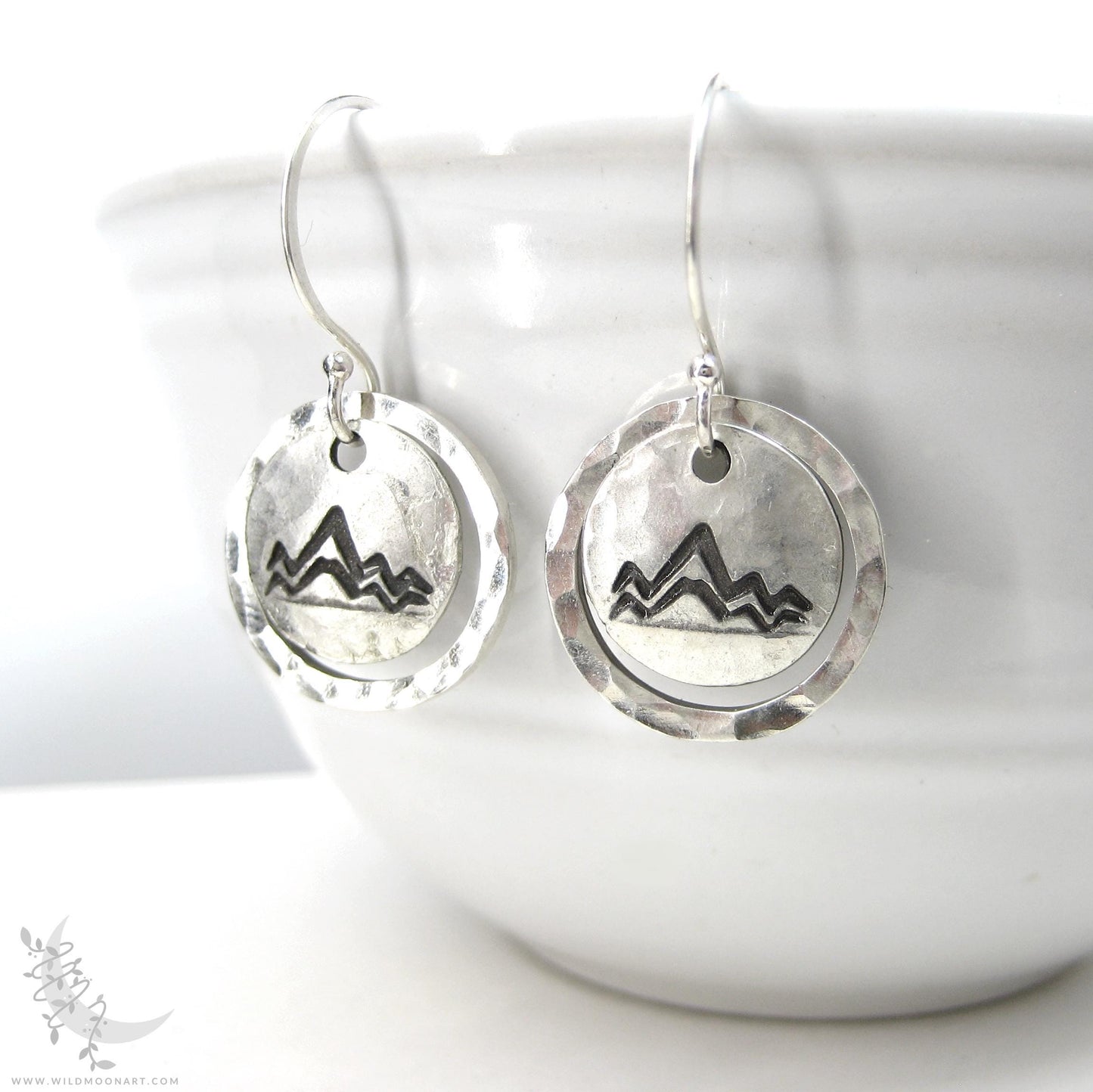 Mountain Earrings · Hand Hammered Sterling Silver Dangle Earrings