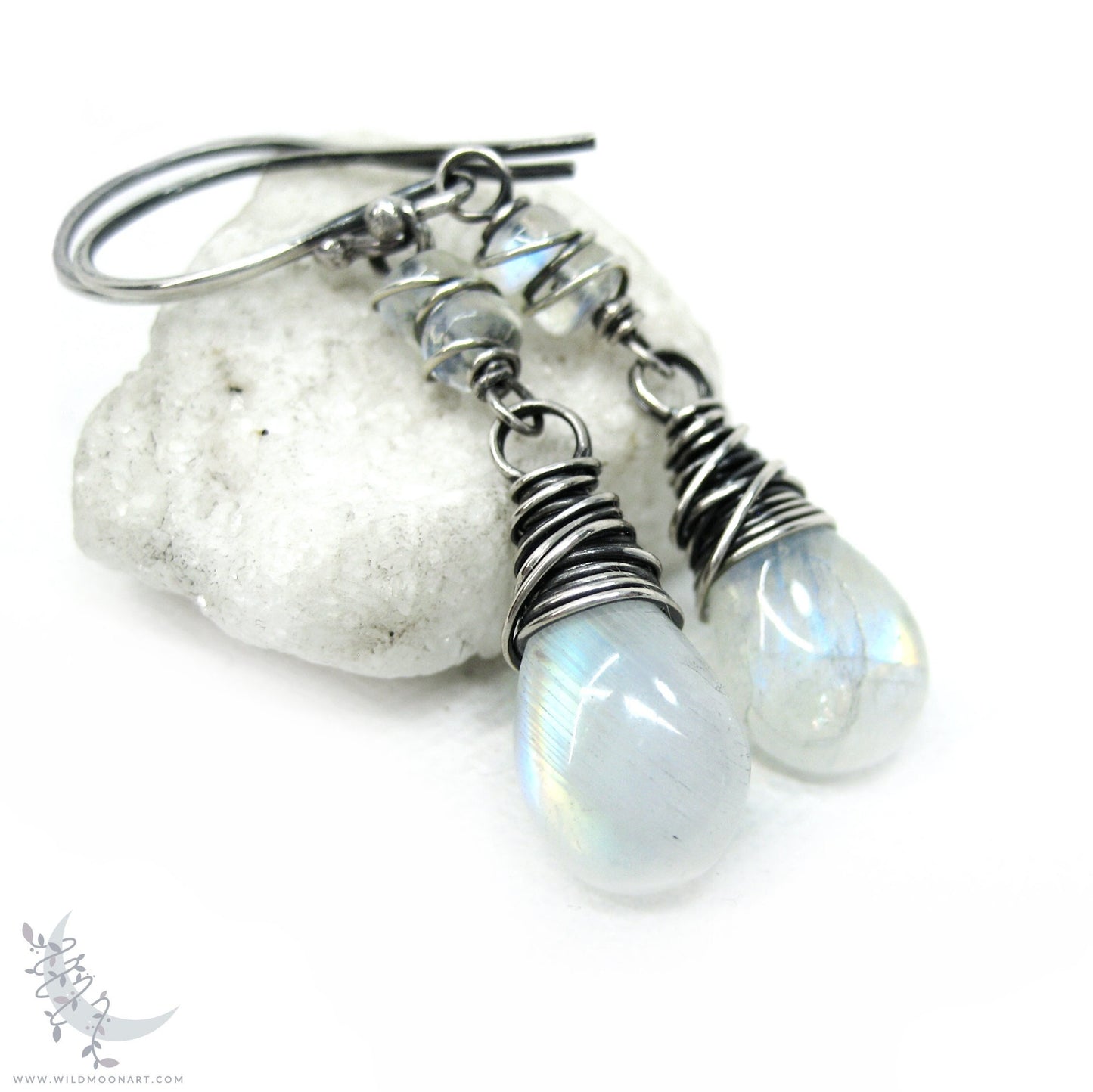 Moonstone Earrings · Sterling Silver Dangle Earrings