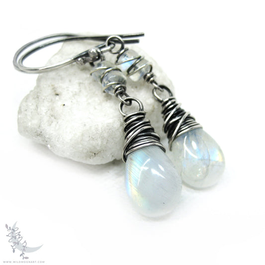 Moonstone Earrings · Sterling Silver Dangle Earrings