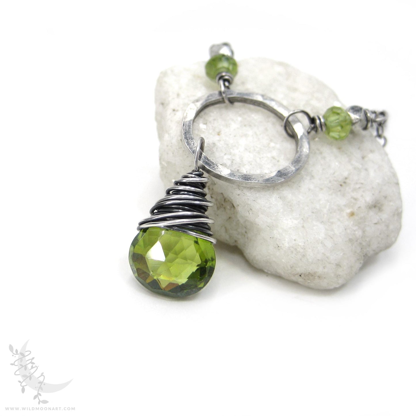 Peridot Necklace · Hammered Sterling Silver Peridot Pendant