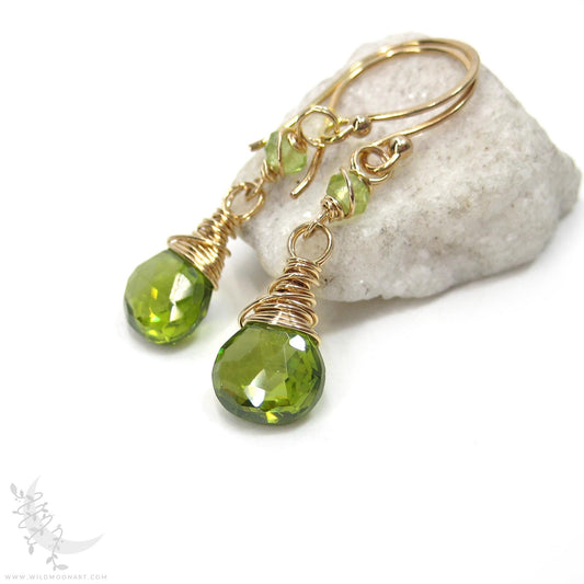 Peridot Earrings · 14k Gold Filled Peridot Dangle Earrings