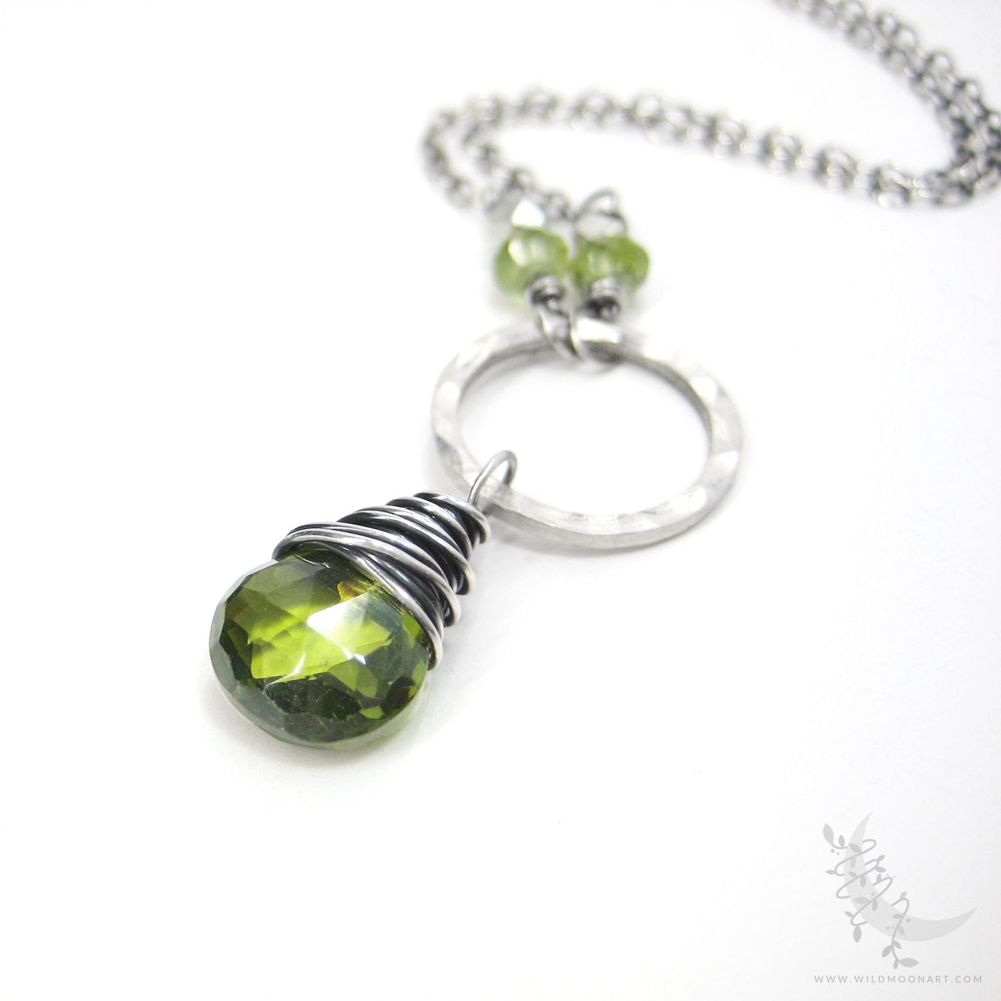 Peridot Necklace · Hammered Sterling Silver Peridot Pendant