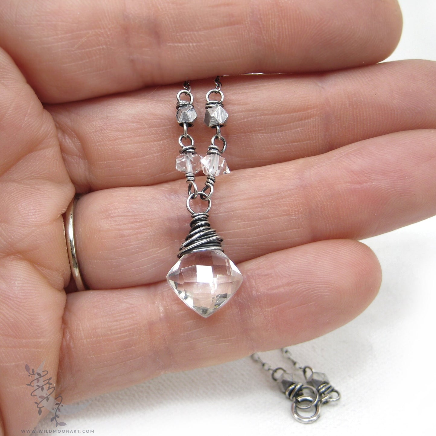 Quartz Herkimer Diamond Necklace · Sterling Silver Necklace Pendant