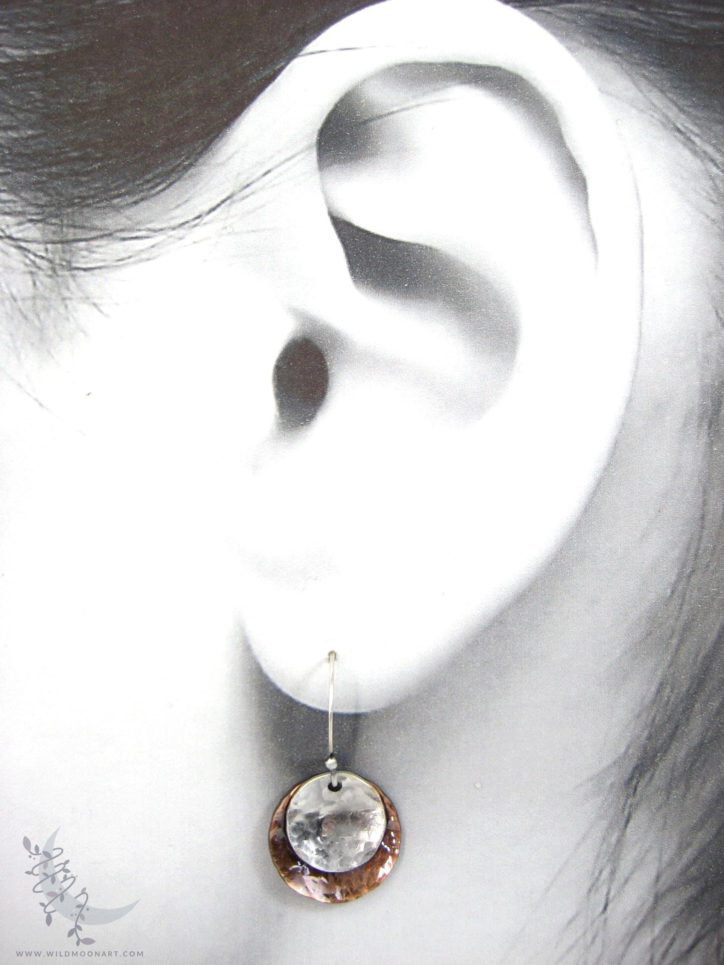 Mixed Metal Copper & Sterling Silver Earrings · Antiqued & Hand Hammered (s)