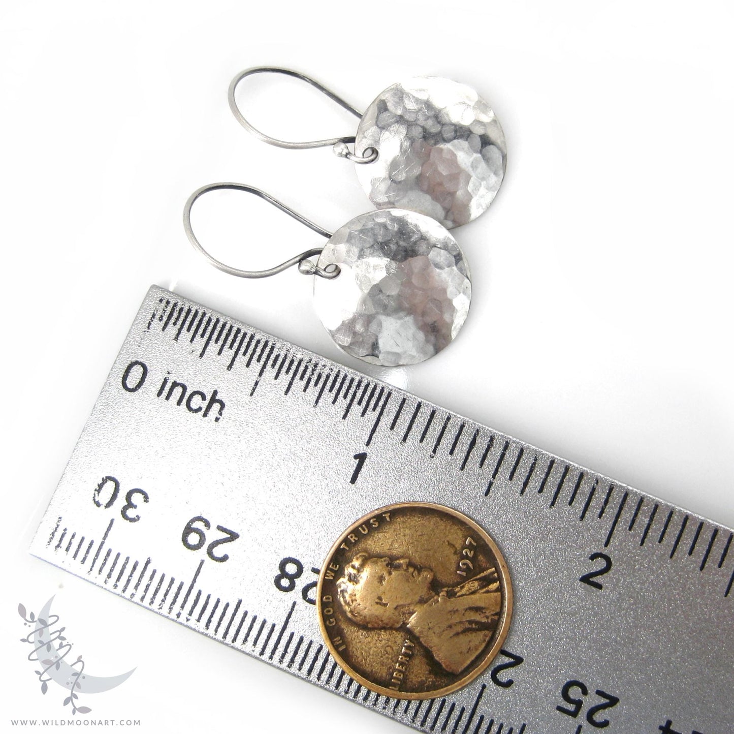 Hand Hammered Sterling Silver Earrings · Small Minimalist Upcycled Silver Coin Dangle Earrings