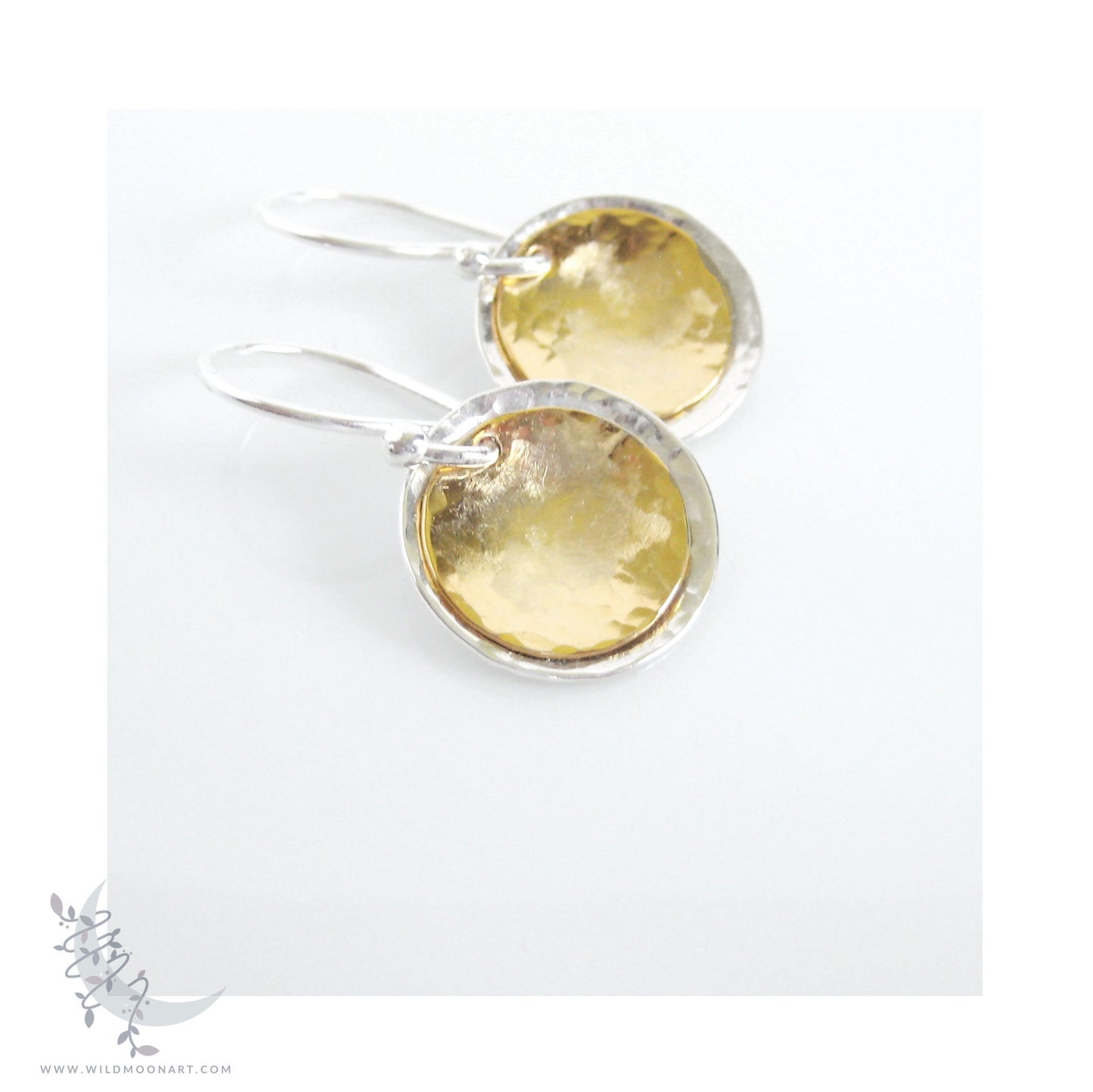 Silver & Gold Earrings · Mixed Metal Hammered 14k Gold Filled & Sterling Silver Dangle Earrings