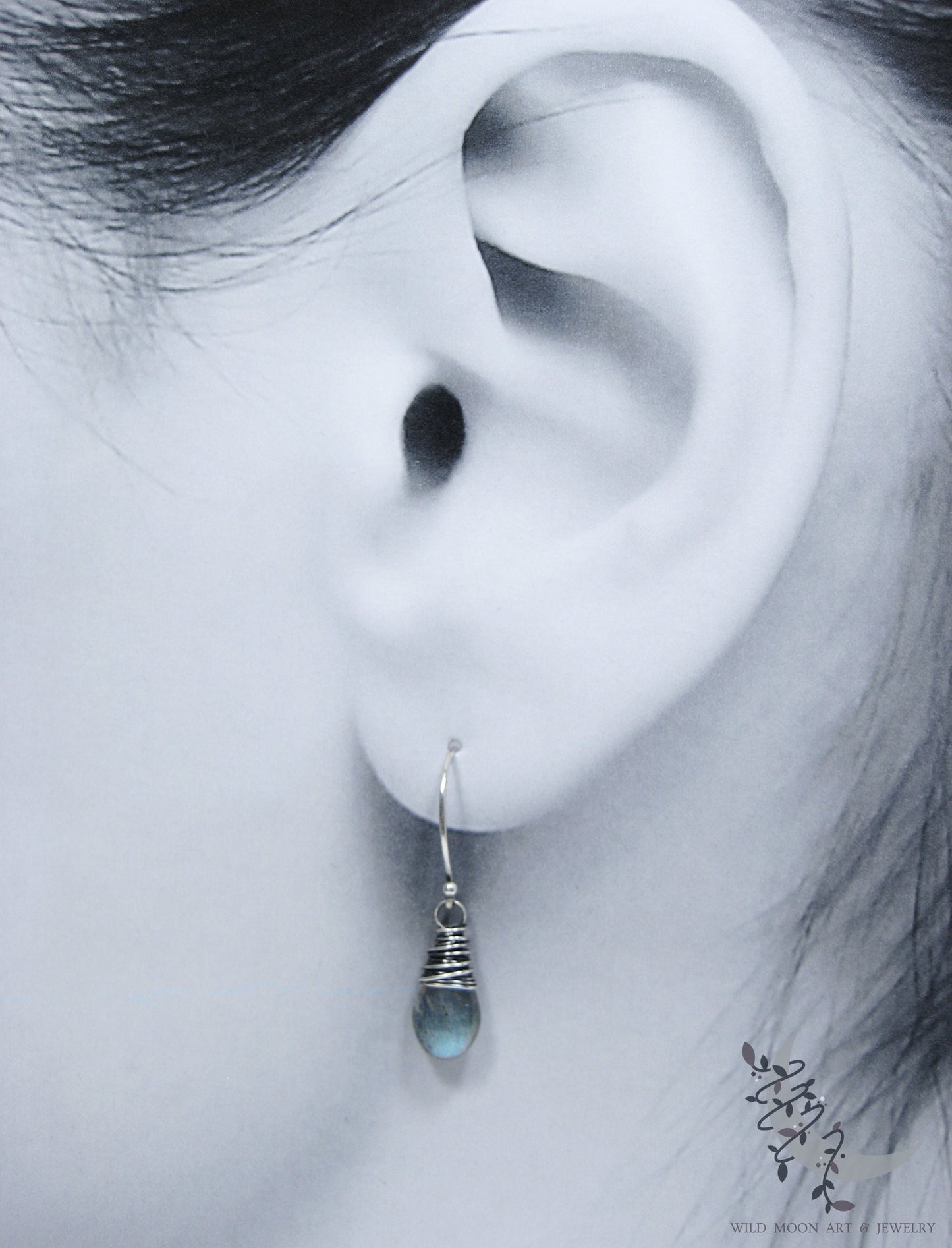 Labradorite Earrings · Sterling Silver Dangle Earrings, Smooth