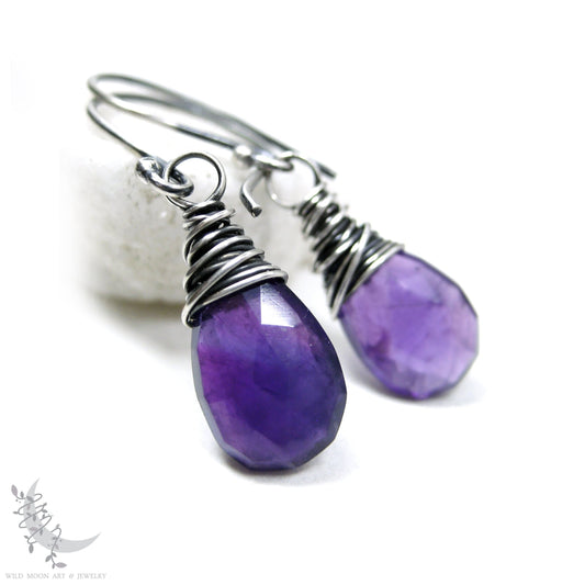 Amethyst Earrings · Handmade Sterling Silver Dangle Earrings