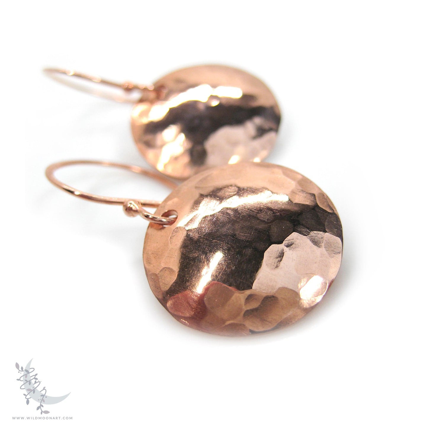 Copper Earrings · Small Hand Hammered Raw Copper Coin Dangle Earrings (s)