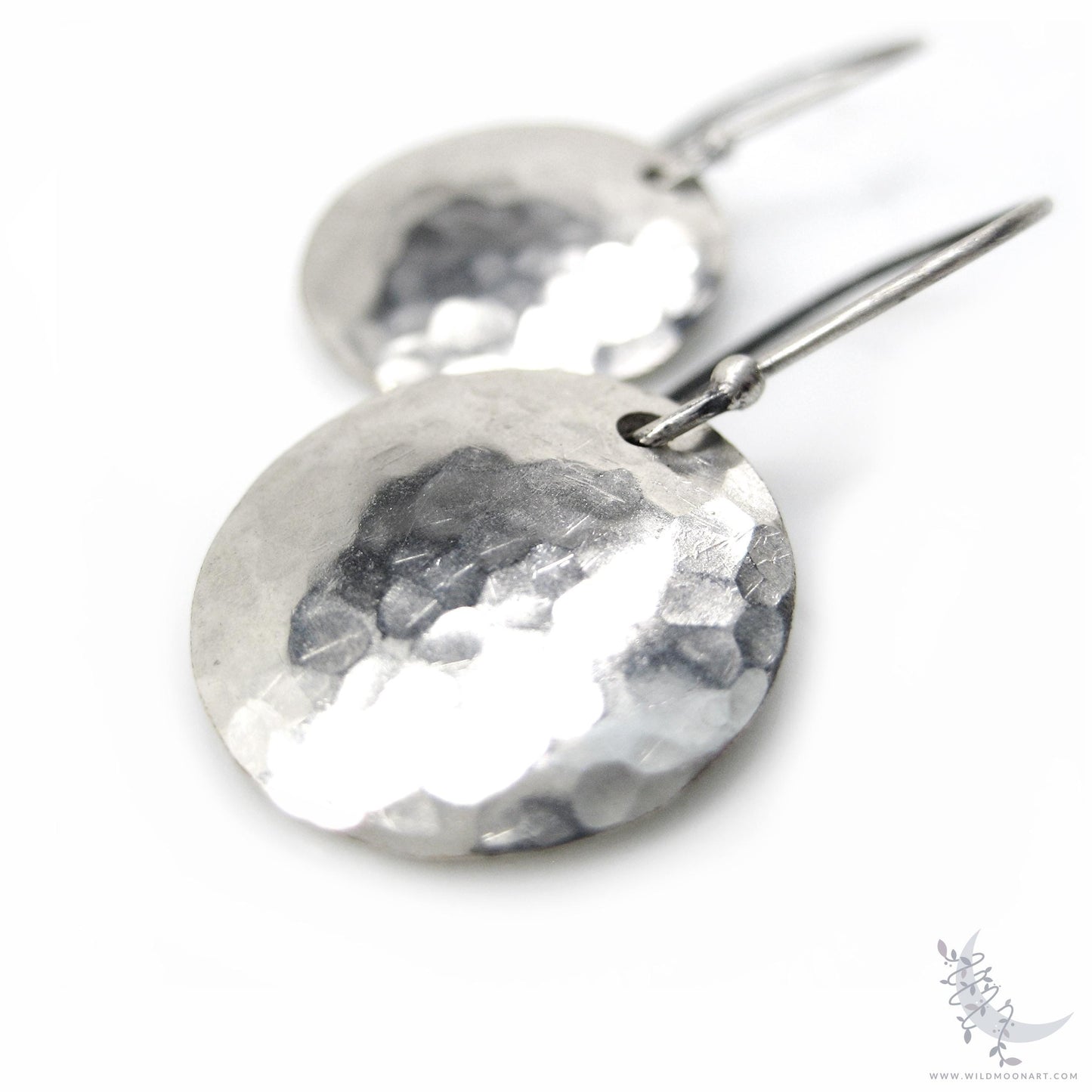 Hand Hammered Sterling Silver Earrings · Small Minimalist Upcycled Silver Coin Dangle Earrings