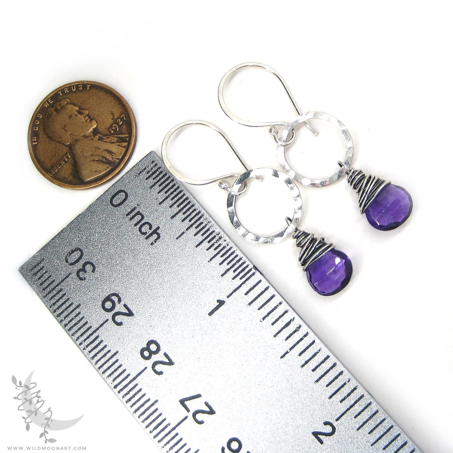 Amethyst Earrings · Hammered Sterling Silver Dangle Earrings
