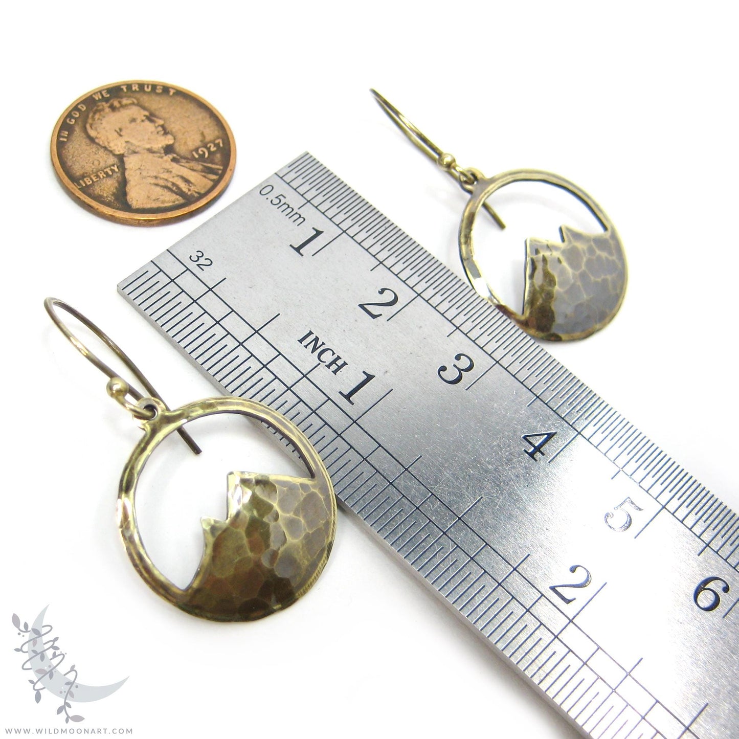 Mountain Earrings · Hammered Antiqued Brass Minimalist Colorado Dangle Earrings