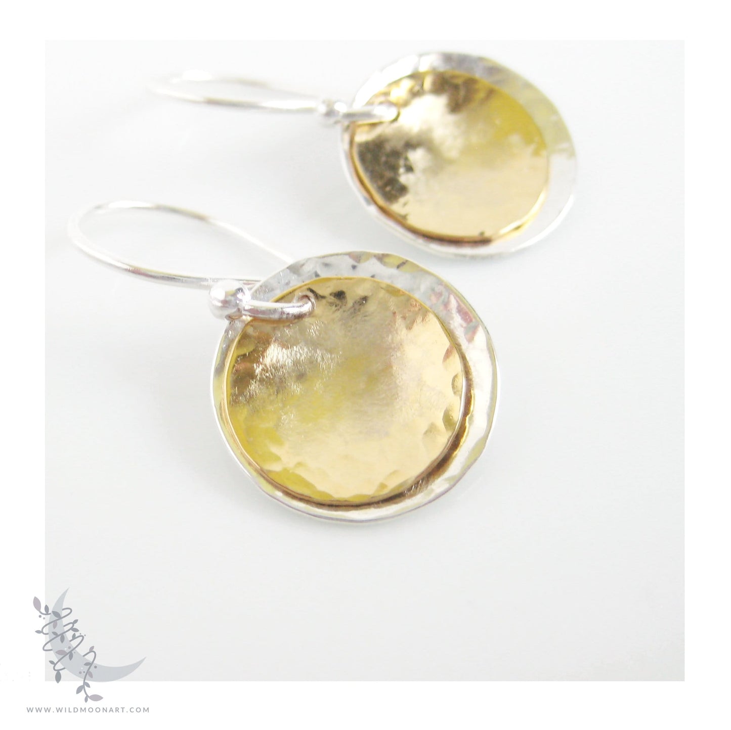 Silver & Gold Earrings · Mixed Metal Hammered 14k Gold Filled & Sterling Silver Dangle Earrings
