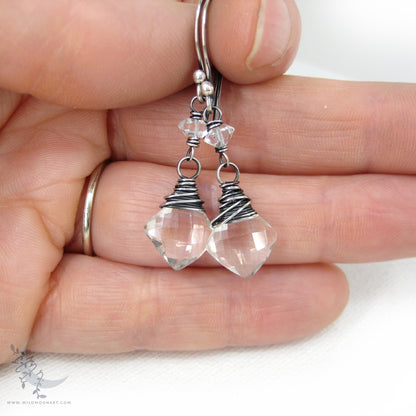 Quartz Herkimer Diamond Earrings · Sterling Silver Dangle Earrings