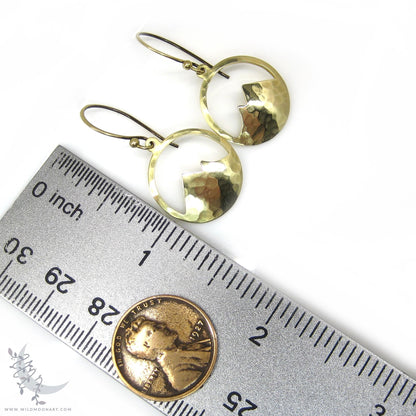 Mountain Earrings · Hammered Brass Minimalist Colorado Dangle Earrings