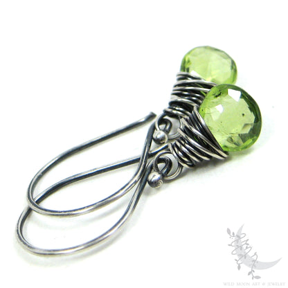 Dainty Peridot Earrings · Sterling Silver Dangle Earrings