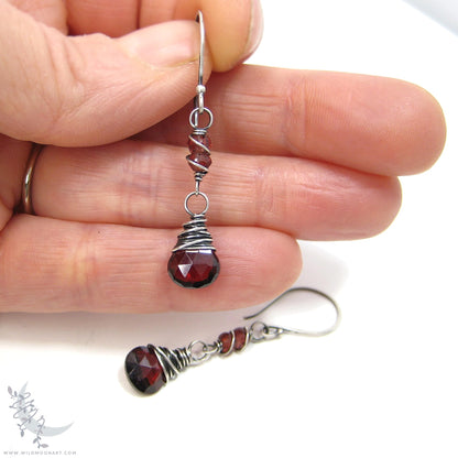 Garnet Earrings · Sterling Silver Dangle Earrings