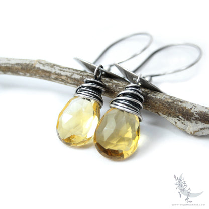 Golden Citrine Earrings · Sterling Silver Dangle Earrings
