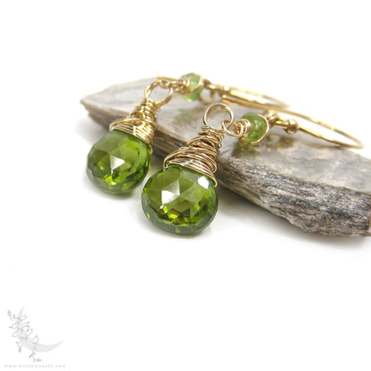 Peridot Earrings · 14k Gold Filled Peridot Dangle Earrings