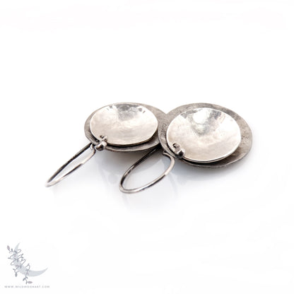 Sterling Silver Earrings · Mixed Metal Hammered Two Tone Silver Dangle Earrings (s)