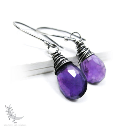 Amethyst Earrings · Handmade Sterling Silver Dangle Earrings