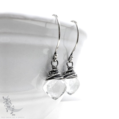 Rock Crystal Quartz Earrings · Sterling Silver Dangle Earrings