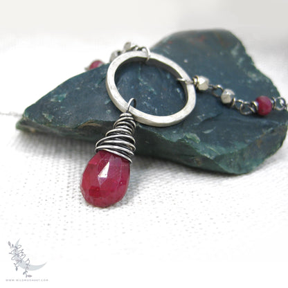 Ruby Necklace · Sterling Silver Genuine Ruby Pendant