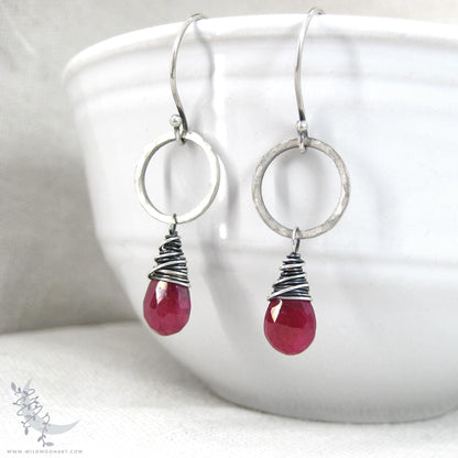 Ruby Earrings · Sterling Silver Dangle Earrings
