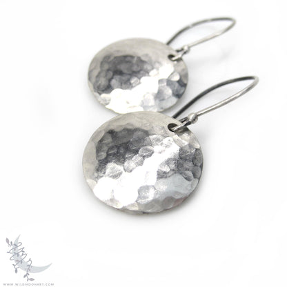 Hand Hammered Sterling Silver Earrings · Small Minimalist Upcycled Silver Coin Dangle Earrings