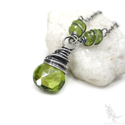 Peridot & Sterling Silver Necklace · Dainty Peridot Pendant