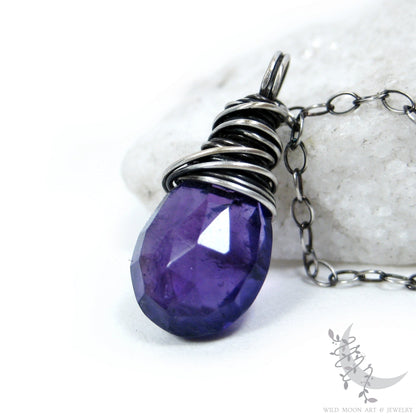 Dainty Amethyst Necklace, Sterling Silver Purple Amethyst Pendant