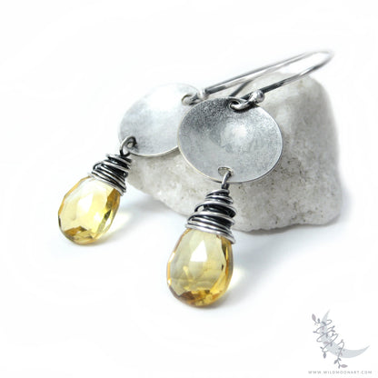 Golden Citrine Earrings · Sterling Silver Dangle Earrings