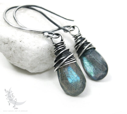 Labradorite Earrings · Sterling Silver Dangle Earrings