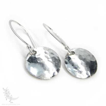 Hand Hammered Sterling Silver Earrings · Tiny Minimalist Upcycled Silver Coin Dangle Earrings