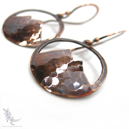Mountain Earrings · Hammered Antiqued Copper Minimalist Colorado Dangle Earrings