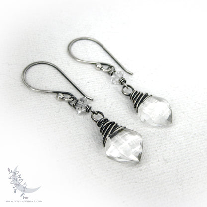 Quartz Herkimer Diamond Earrings · Sterling Silver Dangle Earrings