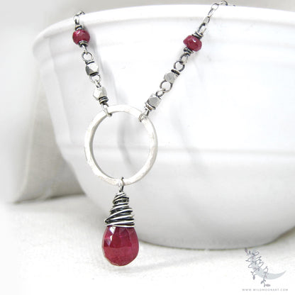 Ruby Necklace · Sterling Silver Genuine Ruby Pendant
