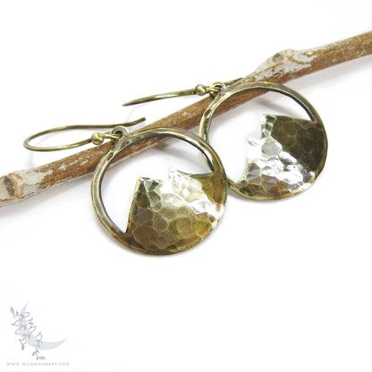 Mountain Earrings · Hammered Antiqued Brass Minimalist Colorado Dangle Earrings