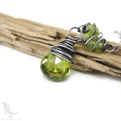 Peridot & Sterling Silver Necklace · Dainty Peridot Pendant